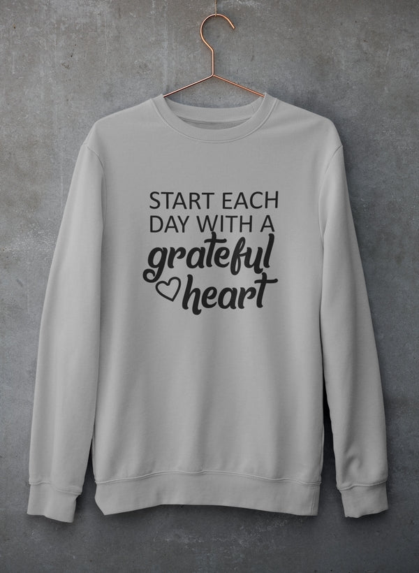 Start Each Day With A Grateful Heart Sweat Shirt shopmerchmallow Virgin Teez - Black Hoodie