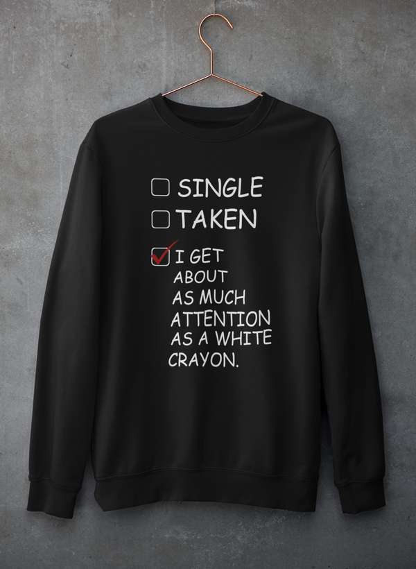 White Crayon Sweat Shirt shopmerchmallow Virgin Teez - Black Hoodie