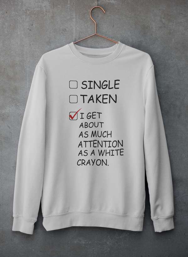 White Crayon Sweat Shirt shopmerchmallow Virgin Teez - Black Hoodie