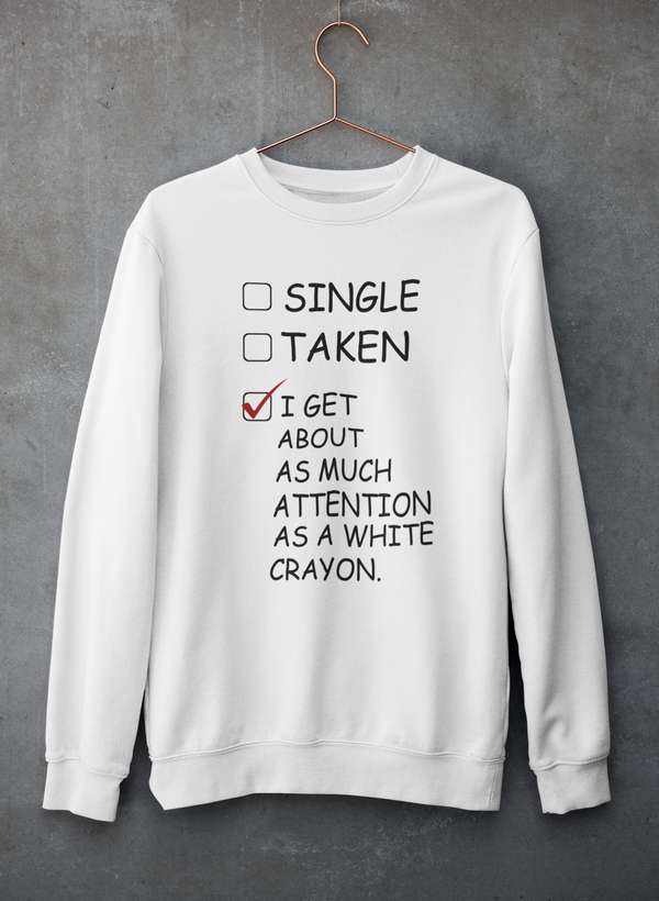 White Crayon Sweat Shirt shopmerchmallow Virgin Teez - Black Hoodie
