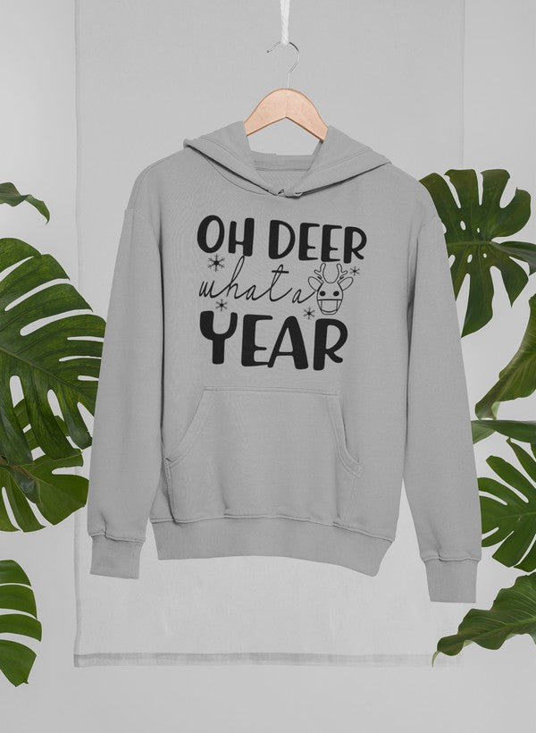 Oh Deer What A Year Hoodie shopmerchmallow Virgin Teez - Black Hoodie