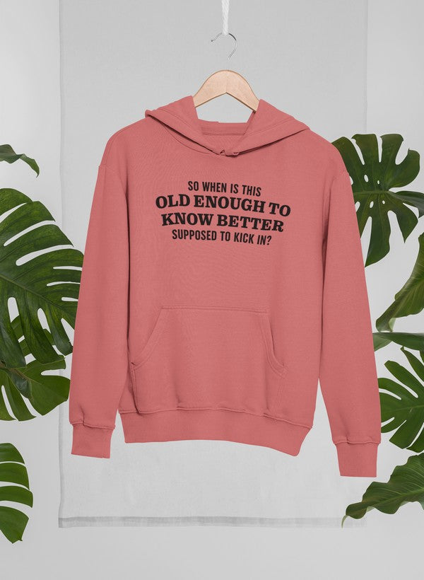 Old Enough to Know Better Hoodie shopmerchmallow Virgin Teez - Black Hoodie