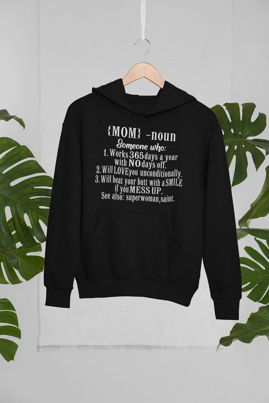 Mom Noun Hoodie shopmerchmallow Virgin Teez - Black Hoodie