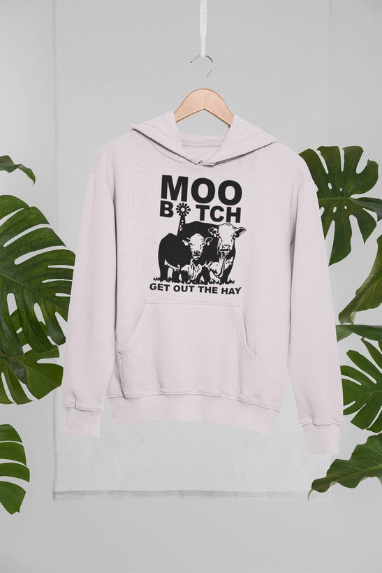 Moo Get Out The Hoodie shopmerchmallow Virgin Teez - Black Hoodie
