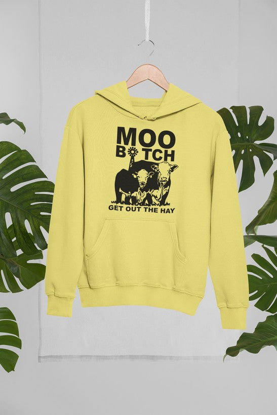 Moo Get Out The Hay Hoodie shopmerchmallow Virgin Teez - Black Hoodie
