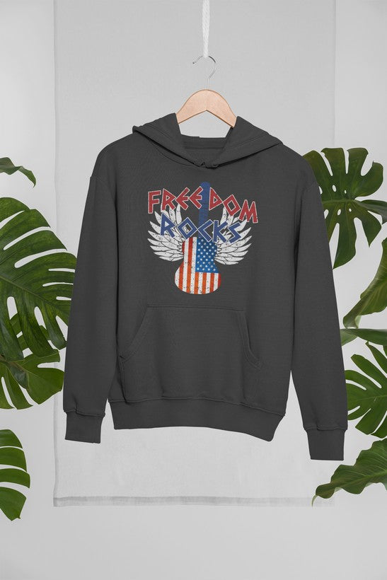 Freedom Rocks Hoodie shopmerchmallow Virgin Teez - Black Hoodie
