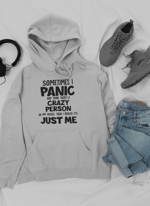 Sometimes I Panic Hoodie shopmerchmallow Virgin Teez - Black Hoodie