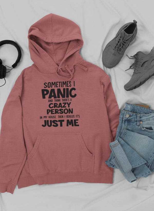 Sometimes I Panic Hoodie shopmerchmallow Virgin Teez - Black Hoodie
