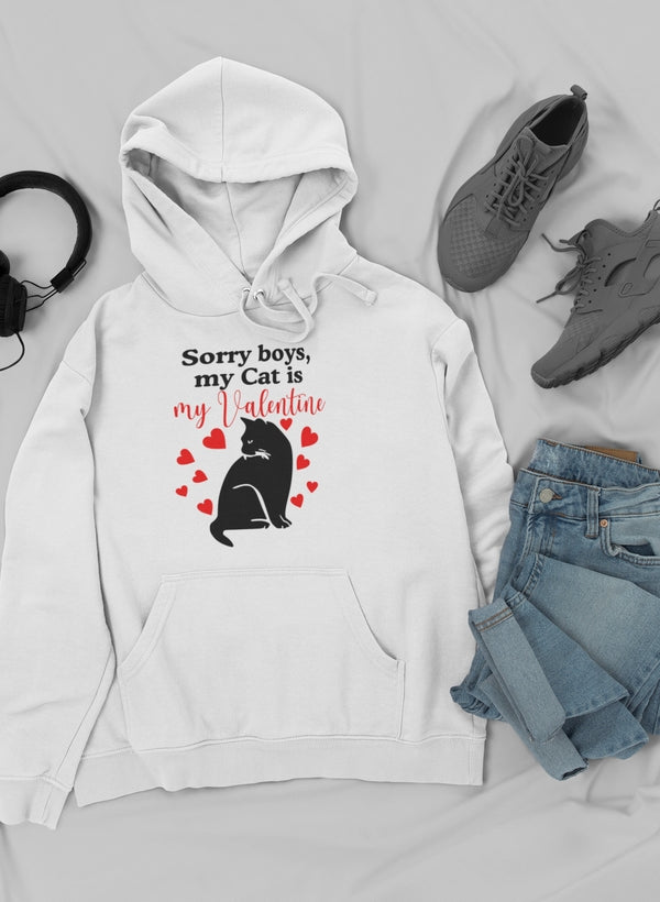 Sorry Boys My Cat Is My Valentine Hoodie shopmerchmallow Virgin Teez - Black Hoodie