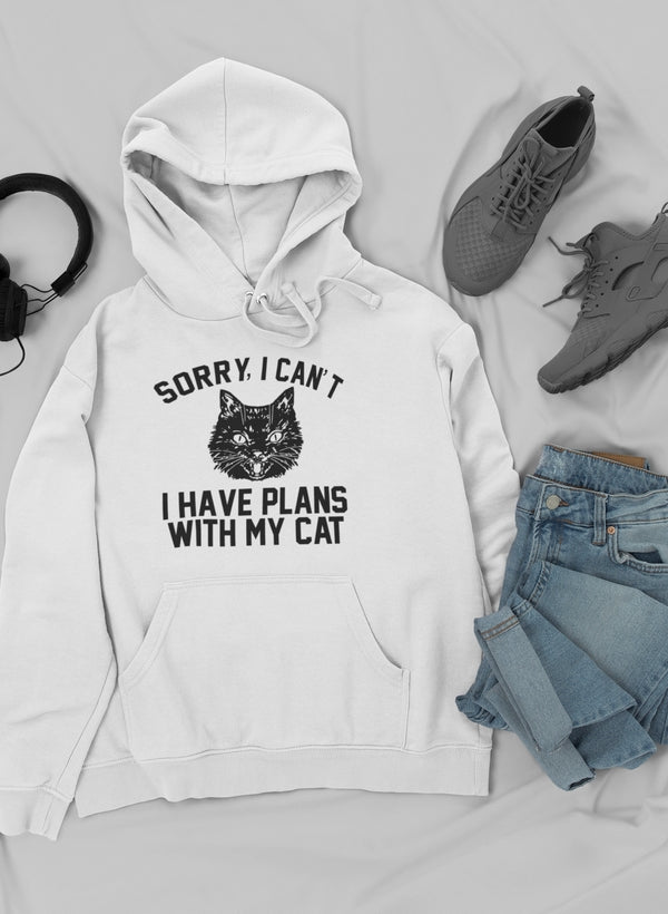 Sorry I Can't I Have Plans With My Cat Hoodie shopmerchmallow Virgin Teez - Black Hoodie