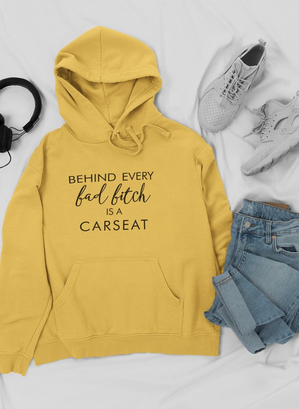 Behind Every Bad B Is A Car Seat Hoodie shopmerchmallow Virgin Teez - Black Hoodie