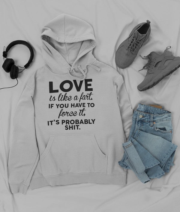 Love Is Like A Fart Hoodie shopmerchmallow Virgin Teez - Black Hoodie