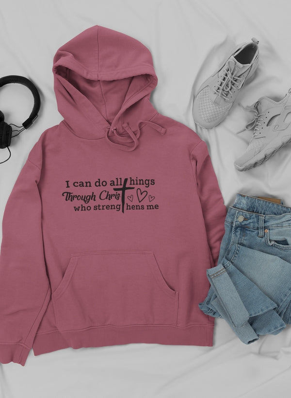 I Can Do All Things Through Hoodie shopmerchmallow Virgin Teez - Black Hoodie