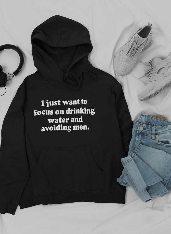 I Just Want to Focus On Hoodie shopmerchmallow Virgin Teez - Black Hoodie