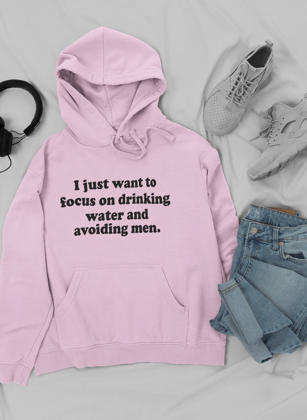 I Just Want to Focus On Hoodie shopmerchmallow Virgin Teez - Black Hoodie