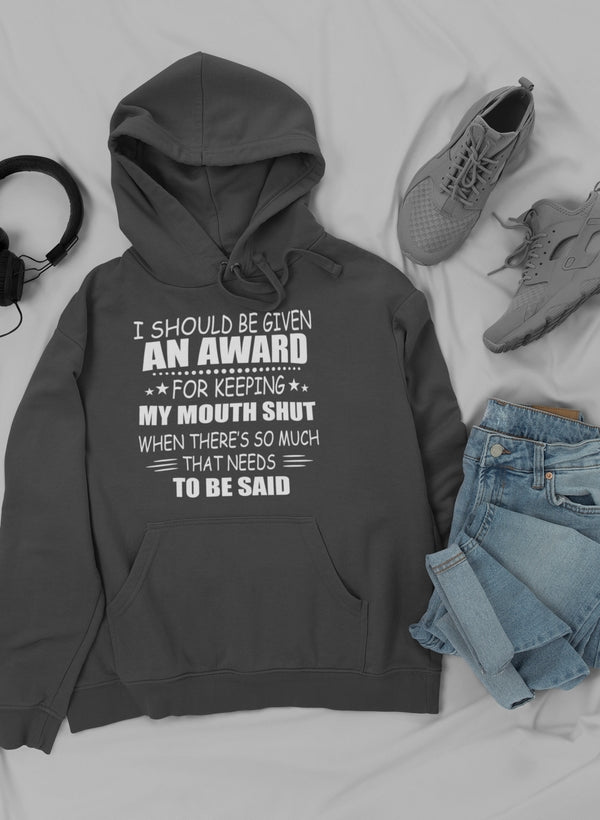I Should Be Given An Award Hoodie shopmerchmallow Virgin Teez - Black Hoodie