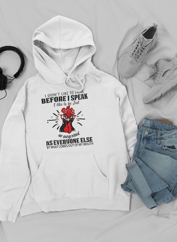 I Don't Like To Think Before I Hoodie shopmerchmallow Virgin Teez - Black Hoodie