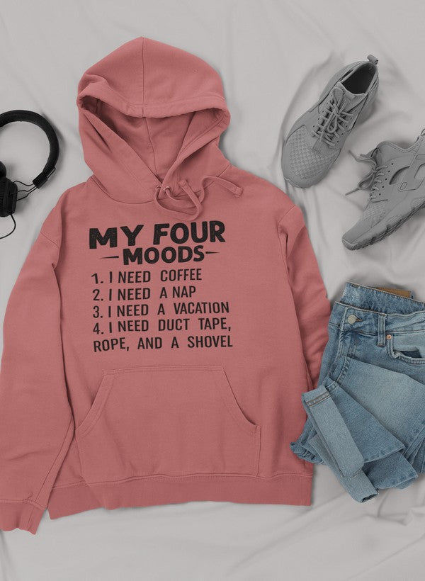 My Four Moods Hoodie shopmerchmallow Virgin Teez - Black Hoodie
