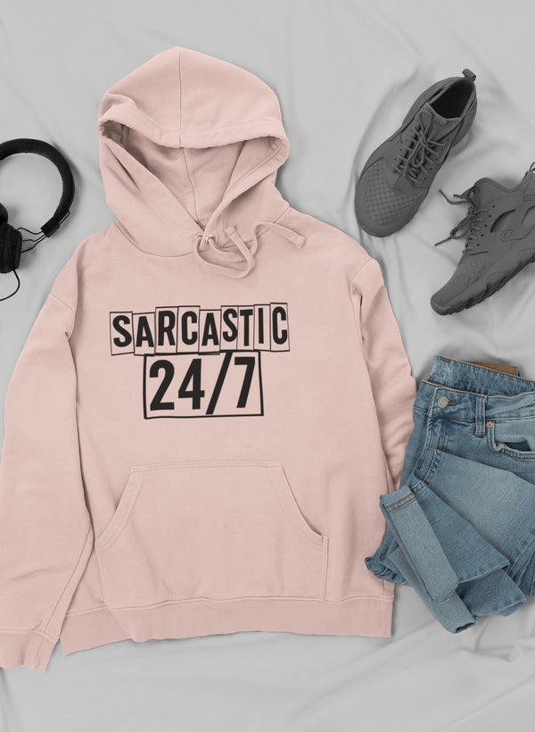Sarcastic 24/7 Hoodie shopmerchmallow Virgin Teez - Black Hoodie