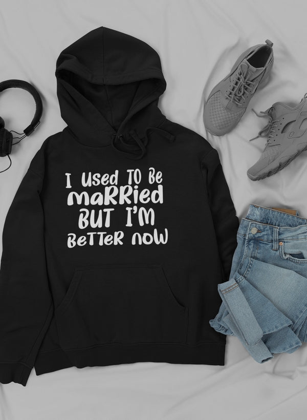 I Used To Be Married But I'm Hoodie shopmerchmallow Virgin Teez - Black Hoodie