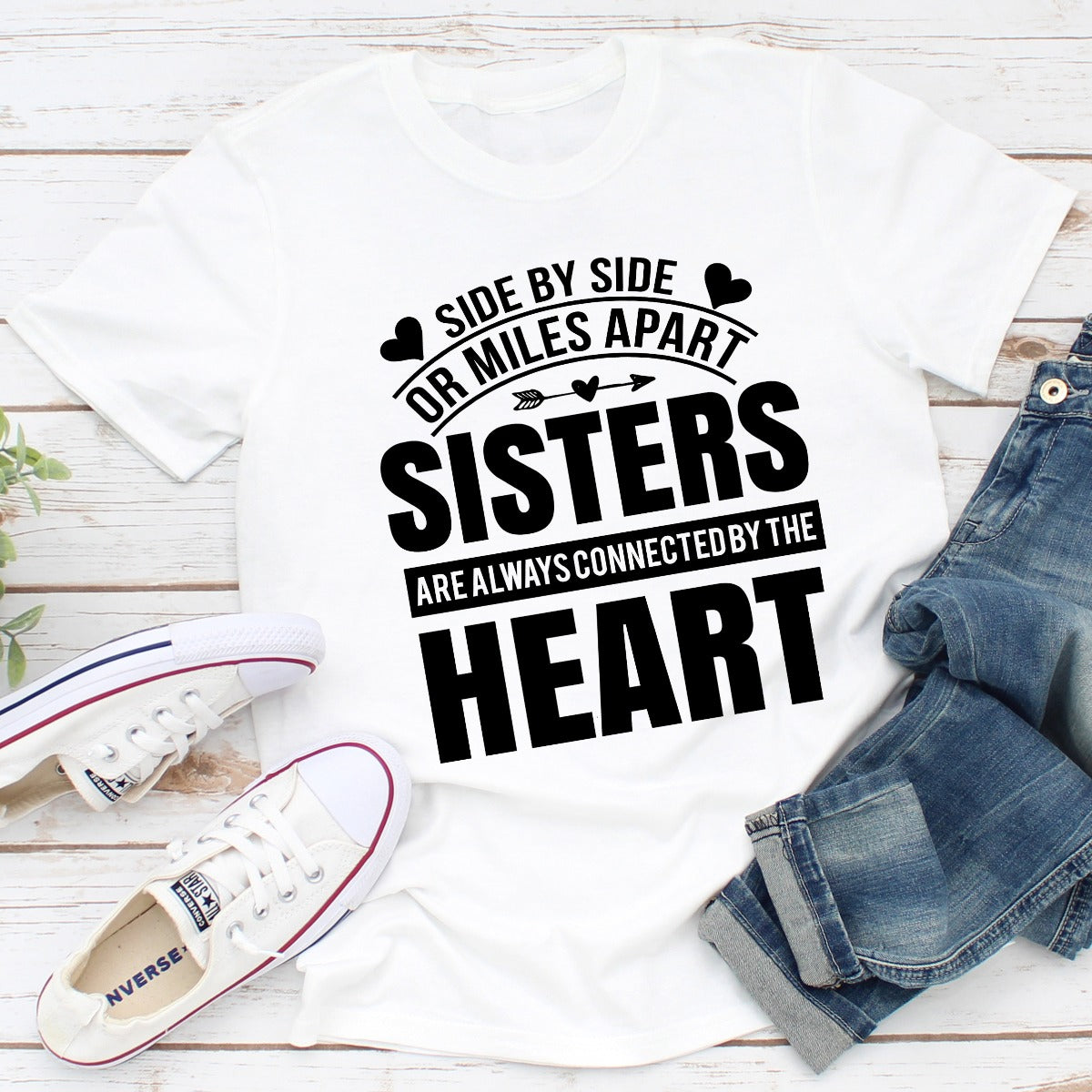 Side By Side Or Miles Apart Sisters Are Always Connected By The Heart T-Shirt shopmerchmallow Side By Side Or Miles Apart Sisters Are Always Connected By The Heart T-Shirt