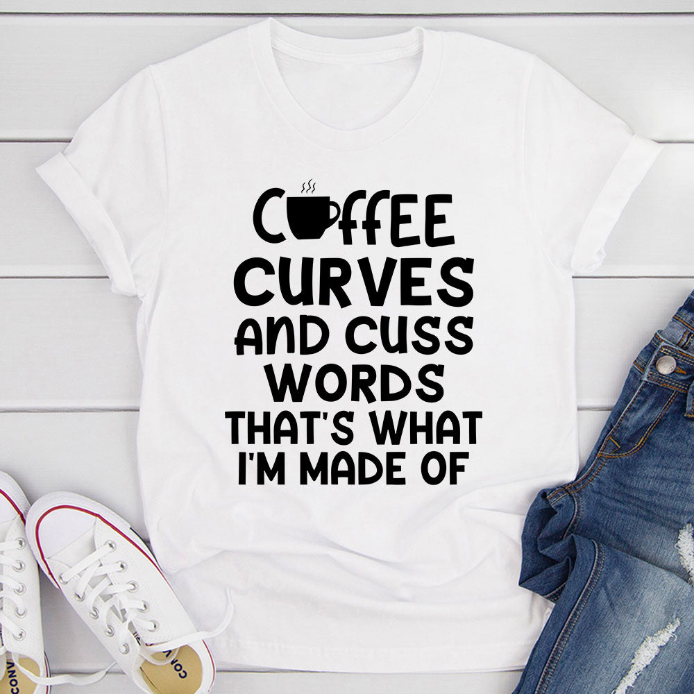 Coffee Curves & Cuss Words T-Shirt shopmerchmallow Coffee Curves & Cuss Words T-Shirt