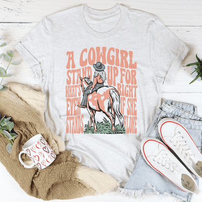 A Cowgirl Stand Up For What's Right Even If She Stands Alone Tee shopmerchmallow A Cowgirl Stand Up For What's Right Even If She Stands Alone Tee
