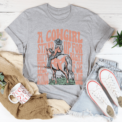 A Cowgirl Stand Up For What's Right Even If She Stands Alone Tee shopmerchmallow A Cowgirl Stand Up For What's Right Even If She Stands Alone Tee
