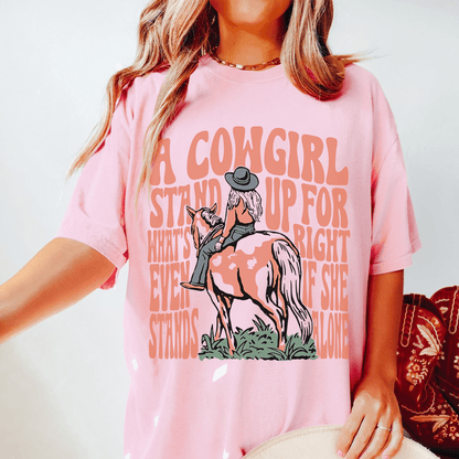 A Cowgirl Stand Up For What's Right Even If She Stands Alone Tee shopmerchmallow A Cowgirl Stand Up For What's Right Even If She Stands Alone Tee