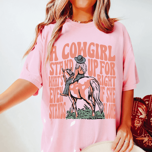 A Cowgirl Stand Up For What's Right Even If She Stands Alone Tee shopmerchmallow A Cowgirl Stand Up For What's Right Even If She Stands Alone Tee