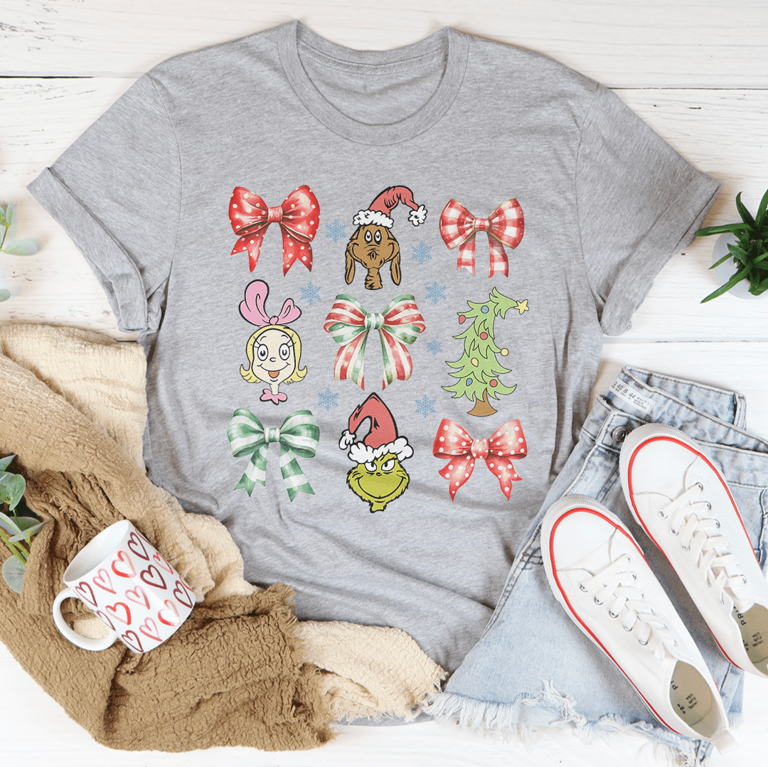 Coquette Bow Grinch Tee shopmerchmallow Coquette Bow Grinch Tee