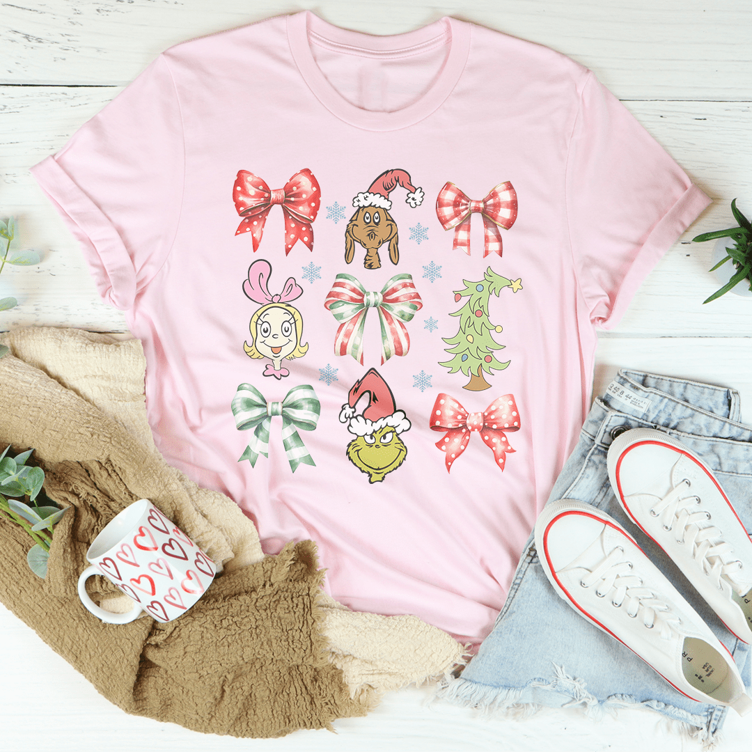 Coquette Bow Grinch Tee shopmerchmallow Coquette Bow Grinch Tee