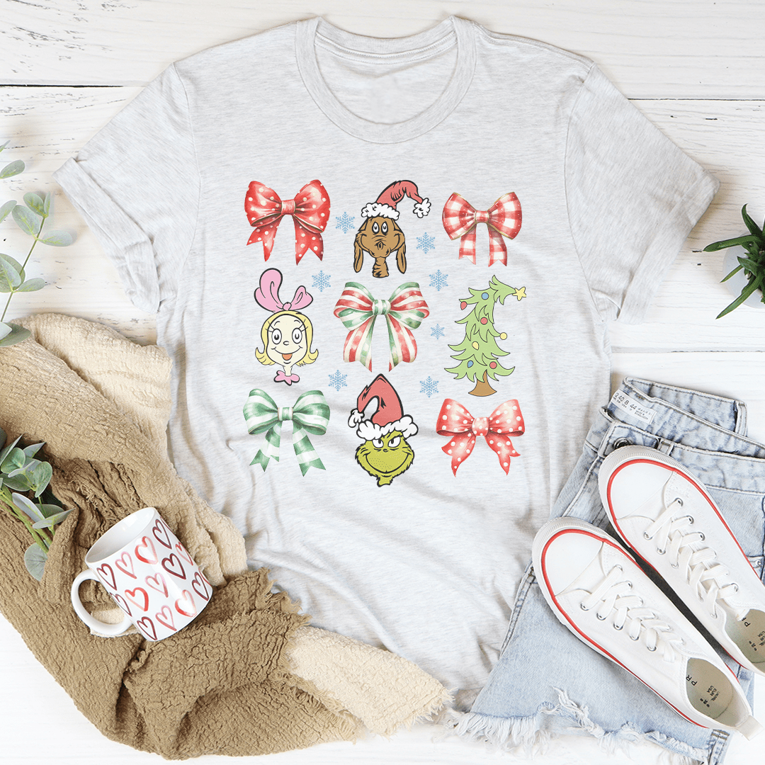 Coquette Bow Grinch Tee shopmerchmallow Coquette Bow Grinch Tee