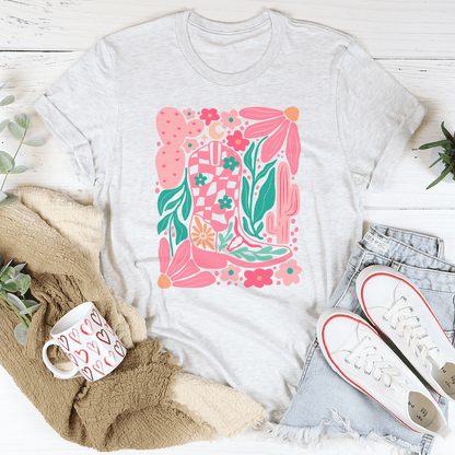 Floral Cowboy Boot Tee shopmerchmallow Floral Cowboy Boot Tee