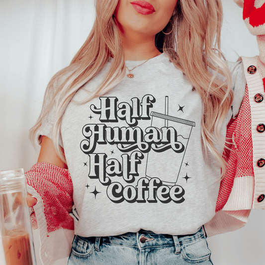 Half Human Half Coffee Tee shopmerchmallow Half Human Half Coffee Tee