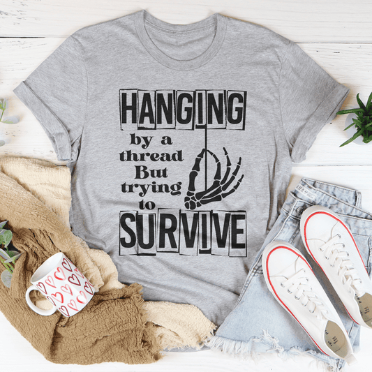 Hanging By A Thread But Trying To Survive Tee shopmerchmallow Hanging By A Thread But Trying To Survive Tee