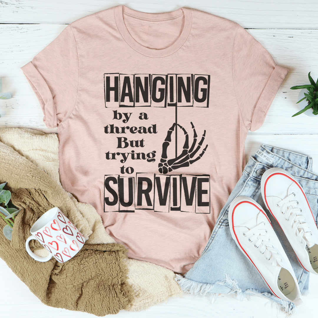 Hanging By A Thread But Trying To Survive Tee shopmerchmallow Hanging By A Thread But Trying To Survive Tee