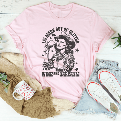 I'm Made Out Of Glitter Wine And Sarcasm Tee shopmerchmallow I'm Made Out Of Glitter Wine And Sarcasm Tee