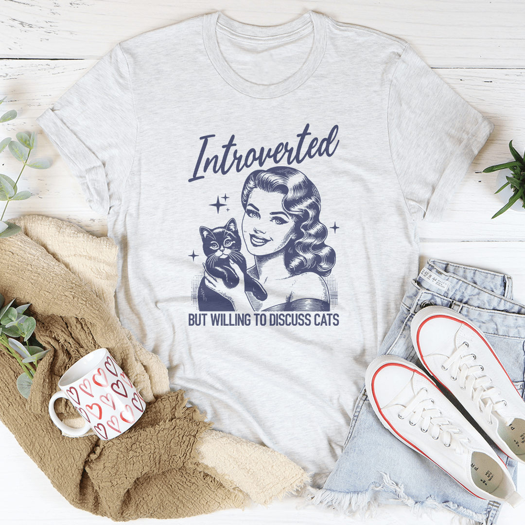 Introverted But Willing To Discuss Cats Tee shopmerchmallow Introverted But Willing To Discuss Cats Tee