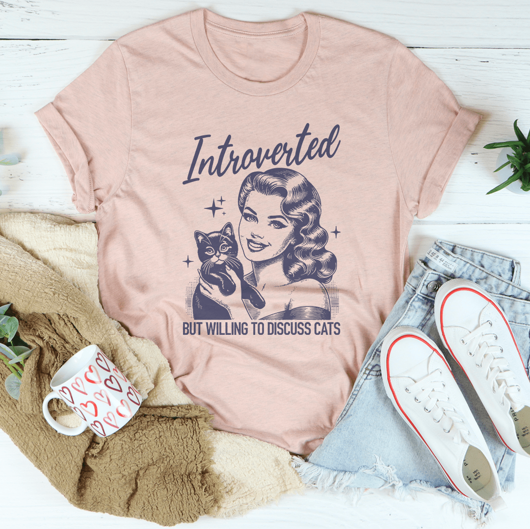 Introverted But Willing To Discuss Cats Tee shopmerchmallow Introverted But Willing To Discuss Cats Tee