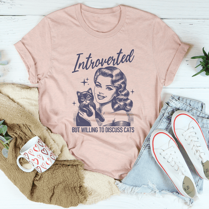 Introverted But Willing To Discuss Cats Tee shopmerchmallow Introverted But Willing To Discuss Cats Tee