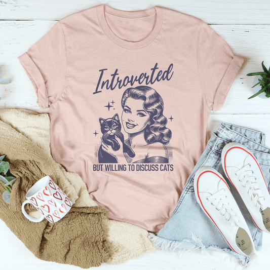 Introverted But Willing To Discuss Cats Tee shopmerchmallow Introverted But Willing To Discuss Cats Tee