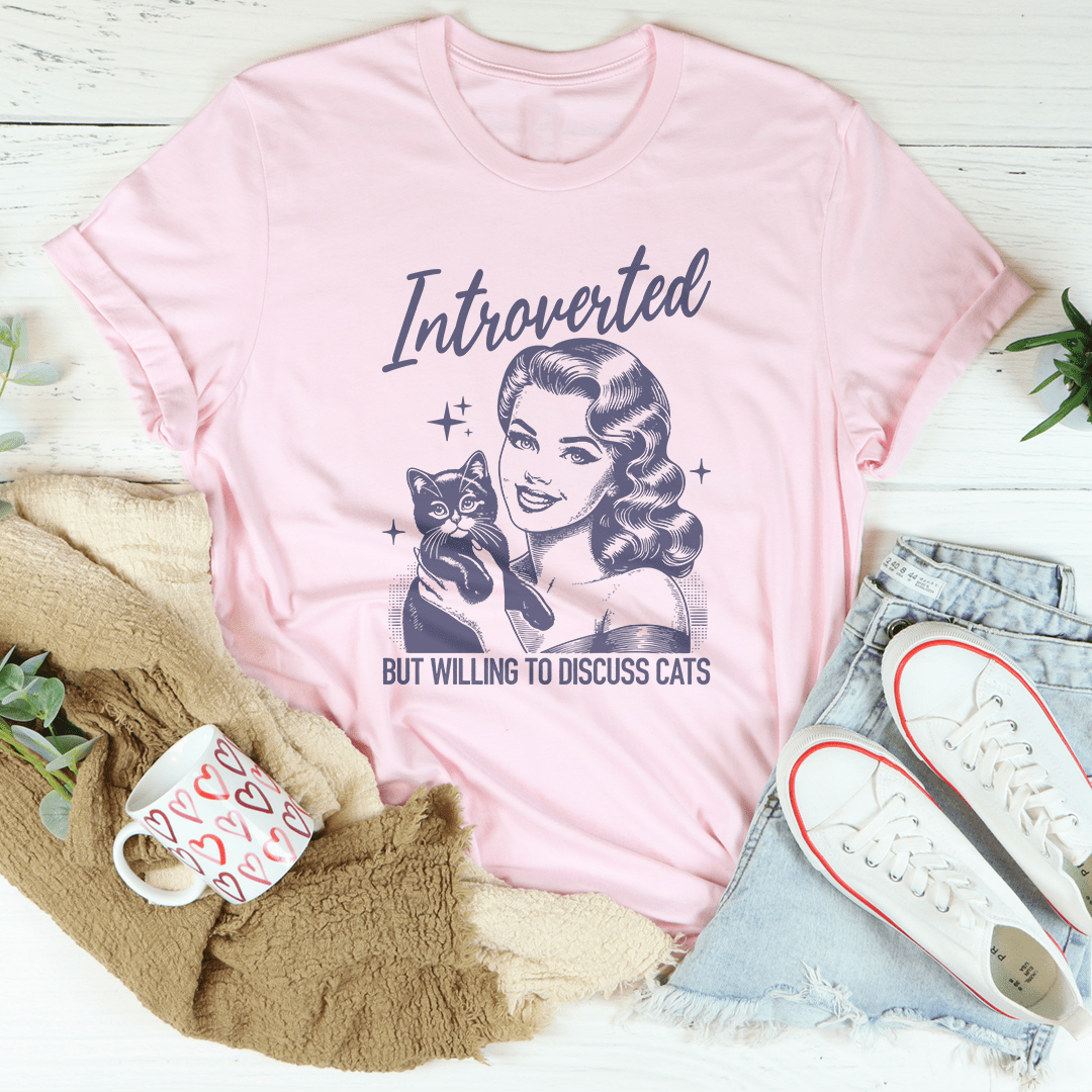 Introverted But Willing To Discuss Cats Tee shopmerchmallow Introverted But Willing To Discuss Cats Tee