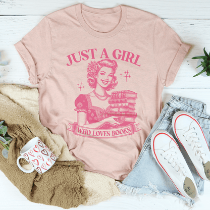 Just A Girl Who Loves Books Tee shopmerchmallow Just A Girl Who Loves Books Tee