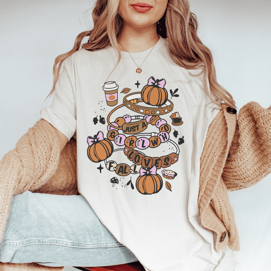 Just A Girl Who Loves Fall Tee shopmerchmallow Just A Girl Who Loves Fall Tee