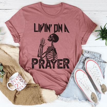 Living On A Prayer Skeleton Tee shopmerchmallow Living On A Prayer Skeleton Tee
