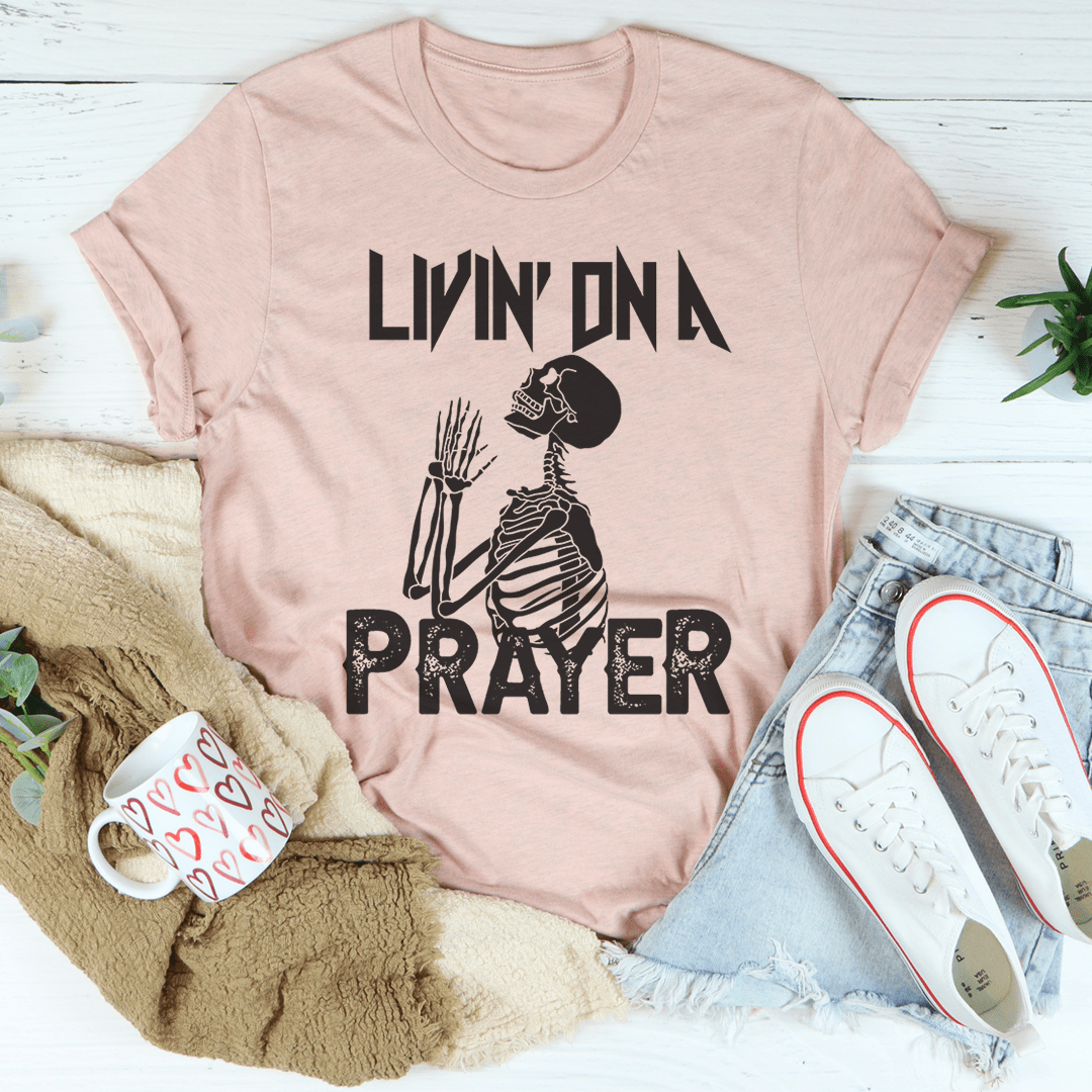 Living On A Prayer Skeleton Tee shopmerchmallow Living On A Prayer Skeleton Tee