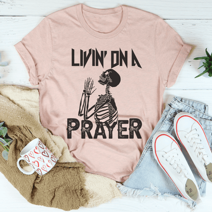 Living On A Prayer Skeleton Tee shopmerchmallow Living On A Prayer Skeleton Tee