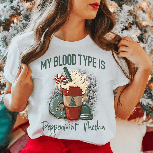 My Blood Type Is Peppermint Mocha Tee shopmerchmallow My Blood Type Is Peppermint Mocha Tee