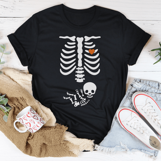 Pregnant Skeleton Baby Boy Tee